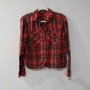Topshop Red Plaid Crop Top, Size 8